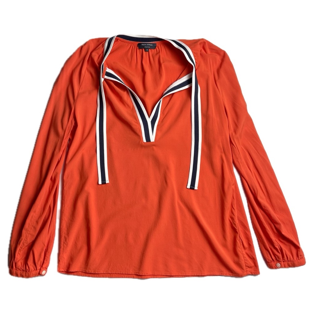 Marc O Polo Orange Blouse Tie Neck
